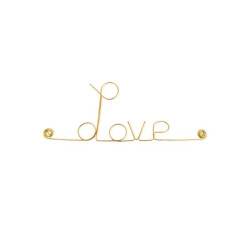 " Love"  - Message simple en fil de fer en laiton doré - à punaiser - Bijoux de mur (Ref LAI-04)