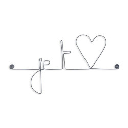 " Je t'aime (aime en forme de cœur) "  - Message et forme en fil de fer - à punaiser - Bijoux de mur (Ref PM-08)