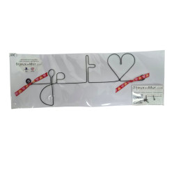 " Je t'aime (aime en forme de cœur) "  - Message et forme en fil de fer - à punaiser - Bijoux de mur (Ref PM-08)