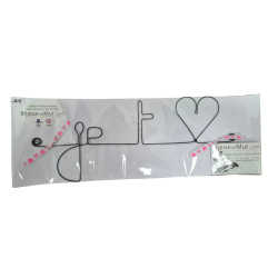 " Je t'aime (aime en forme de cœur) "  - Message et forme en fil de fer - à punaiser - Bijoux de mur (Ref PM-08)