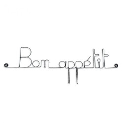 " Bon appétit "  - Message et forme en fil de fer - à punaiser - Bijoux de mur (Ref PM-03)