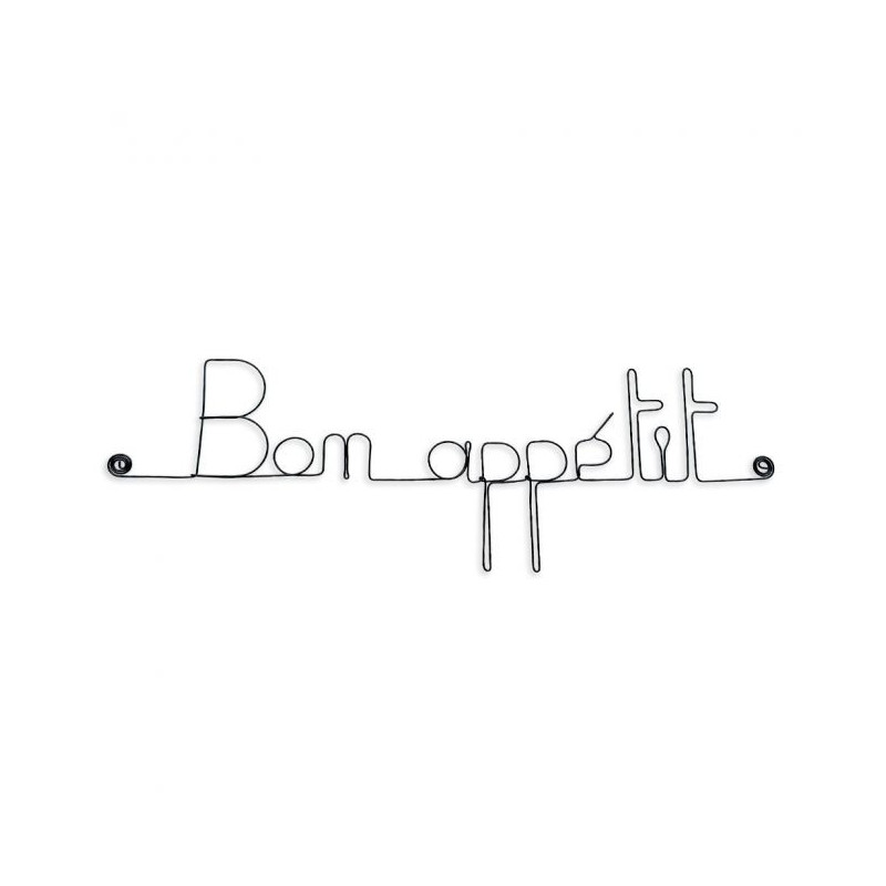 " Bon appétit "  - Message et forme en fil de fer - à punaiser - Bijoux de mur (Ref PM-03)