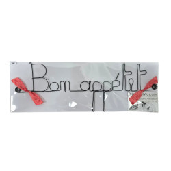 " Bon appétit "  - Message et forme en fil de fer - à punaiser - Bijoux de mur (Ref PM-03)