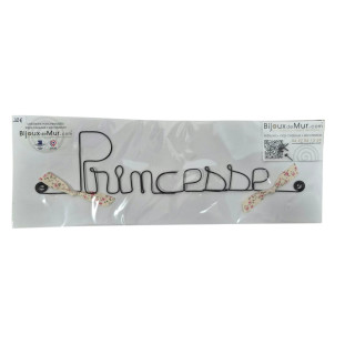 " Princesse "  - Message et forme en fil de fer - à punaiser - Bijoux de mur (Ref PM-01)