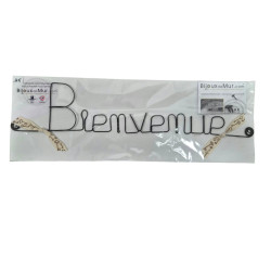 " Bienvenue"  - Message et forme en fil de fer - à punaiser - Bijoux de mur (Ref PM-07)
