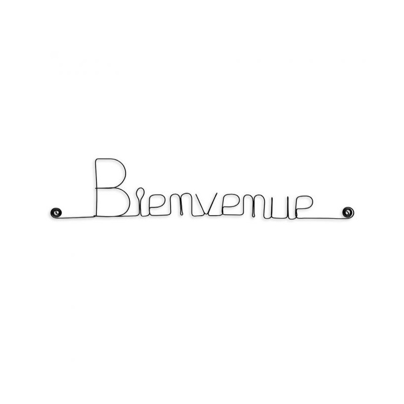 " Bienvenue"  - Message et forme en fil de fer - à punaiser - Bijoux de mur (Ref PM-07)