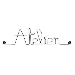 " Atelier"  - Message et forme en fil de fer - à punaiser - Bijoux de mur (Ref PM-04)