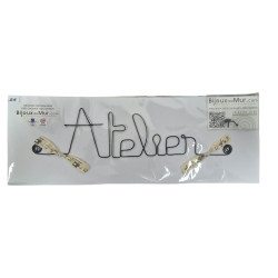 " Atelier"  - Message et forme en fil de fer - à punaiser - Bijoux de mur (Ref PM-04)