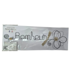 " Bonheur" Fleur  - Message et forme en fil de fer - à punaiser - Bijoux de mur (Ref FLE-02)