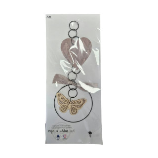 " Suspension Cœur" - Message et forme en fil de fer - à punaiser - Bijoux de mur (Ref BOI)