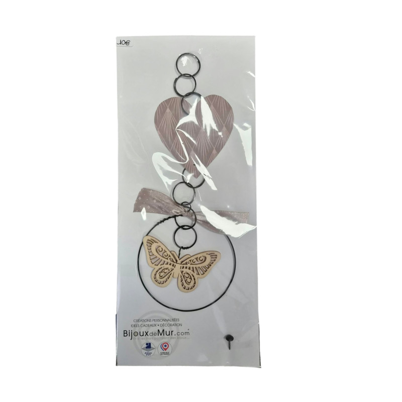 " Suspension Cœur" - Message et forme en fil de fer - à punaiser - Bijoux de mur (Ref BOI)
