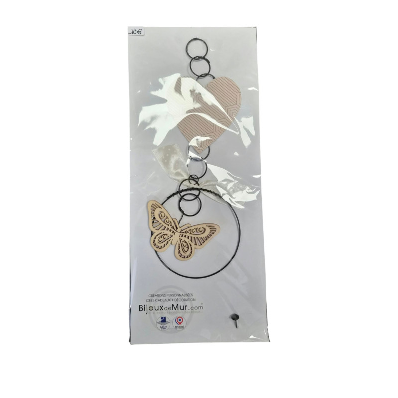" Suspension Cœur" - Message et forme en fil de fer - à punaiser - Bijoux de mur (Ref BOI)