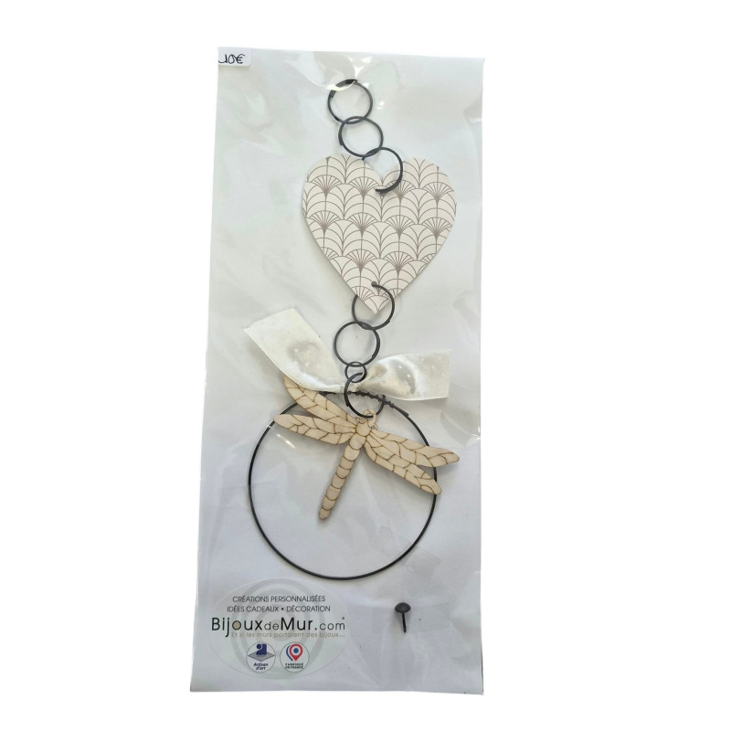 Suspension Libellule - Message et forme en fil de fer - à punaiser - Bijoux de mur (Ref LIB)