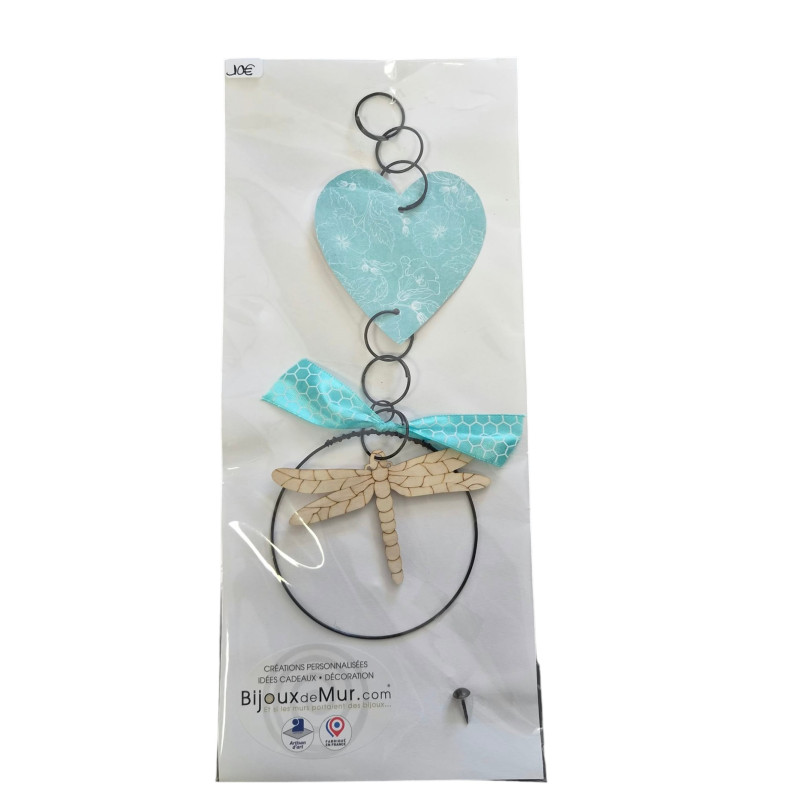 Suspension Libellule - Message et forme en fil de fer - à punaiser - Bijoux de mur (Ref LIB)