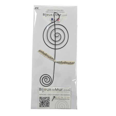 Clé de sol - Message et forme en fil de fer - à punaiser - Bijoux de mur (Ref CLE)