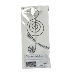 Clé de sol - Message et forme en fil de fer - à punaiser - Bijoux de mur (Ref CLE)