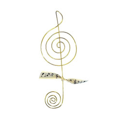 Clé de sol en laiton doré - Message et forme en fil de fer - à punaiser - Bijoux de mur (Ref CLE)