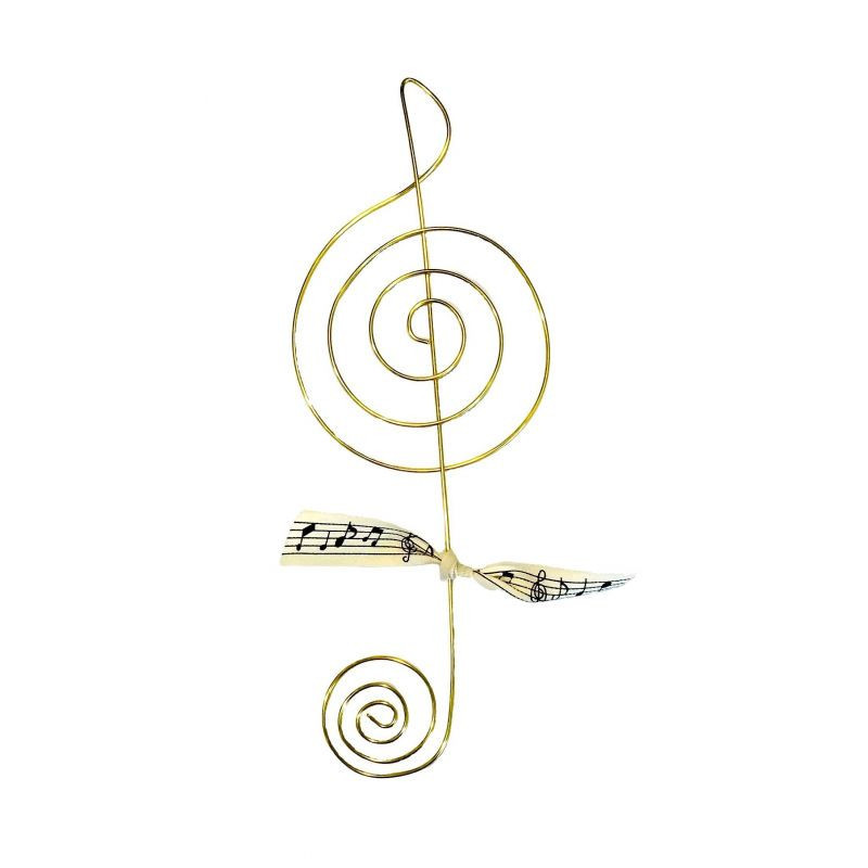 Clé de sol en laiton doré - Message et forme en fil de fer - à punaiser - Bijoux de mur (Ref CLE)