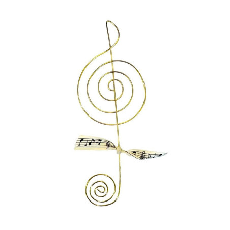 Clé de sol en laiton doré - Message et forme en fil de fer - à punaiser - Bijoux de mur (Ref CLE)