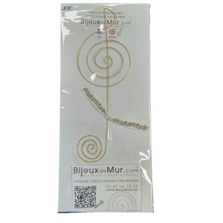 Clé de sol en laiton doré - Message et forme en fil de fer - à punaiser - Bijoux de mur (Ref CLE)