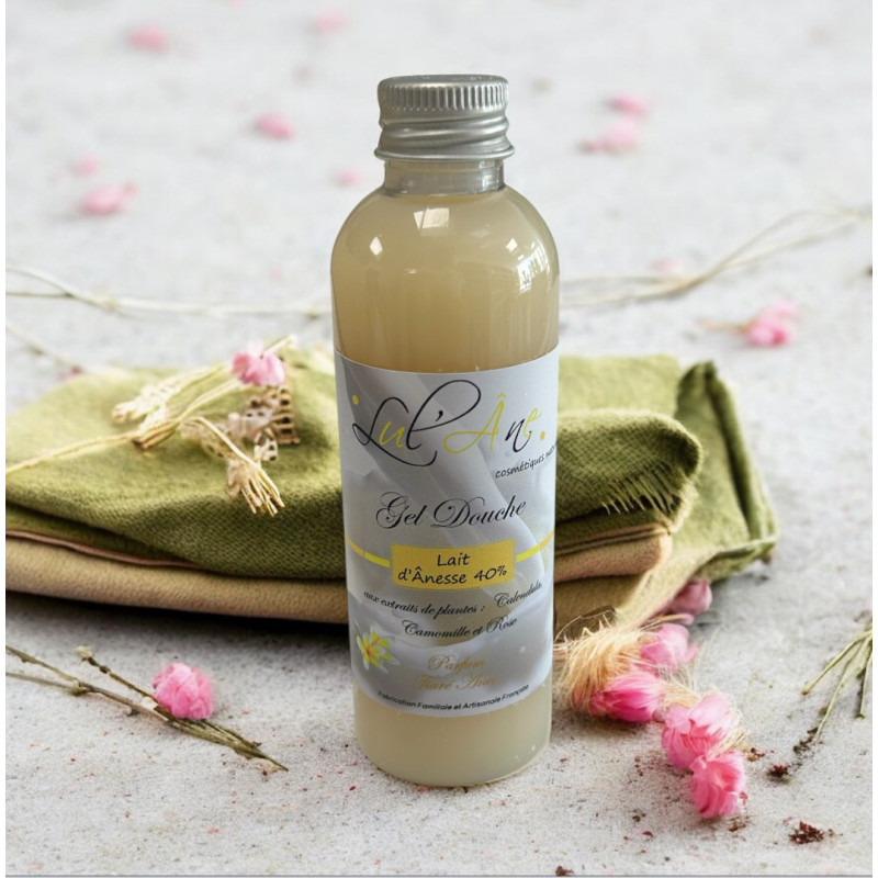Gel douche NATUREL - 40% lait d'ânesse - Sans sulfate - Tiaré- 100ml