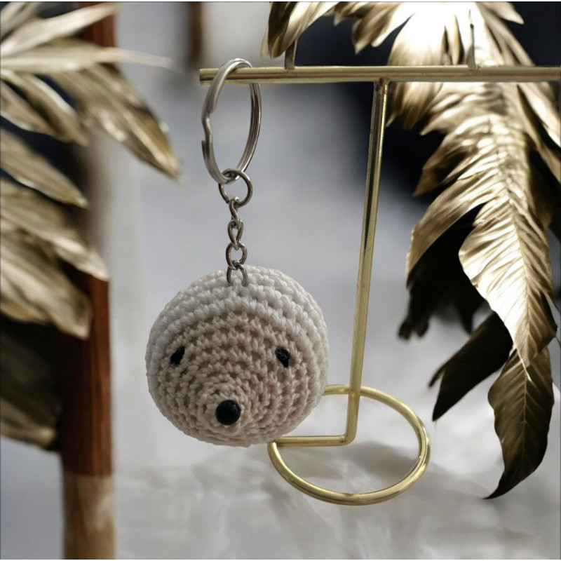 Porte clé herisson coton blanc
