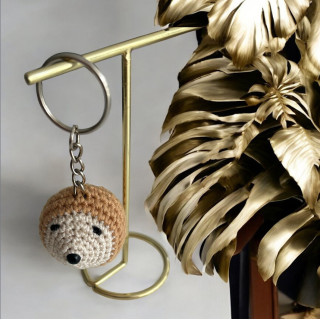 Porte clé herisson coton marron