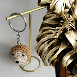 Porte clé herisson coton marron