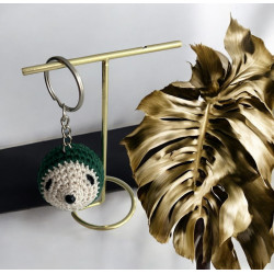 Porte clé herisson coton vert foncé