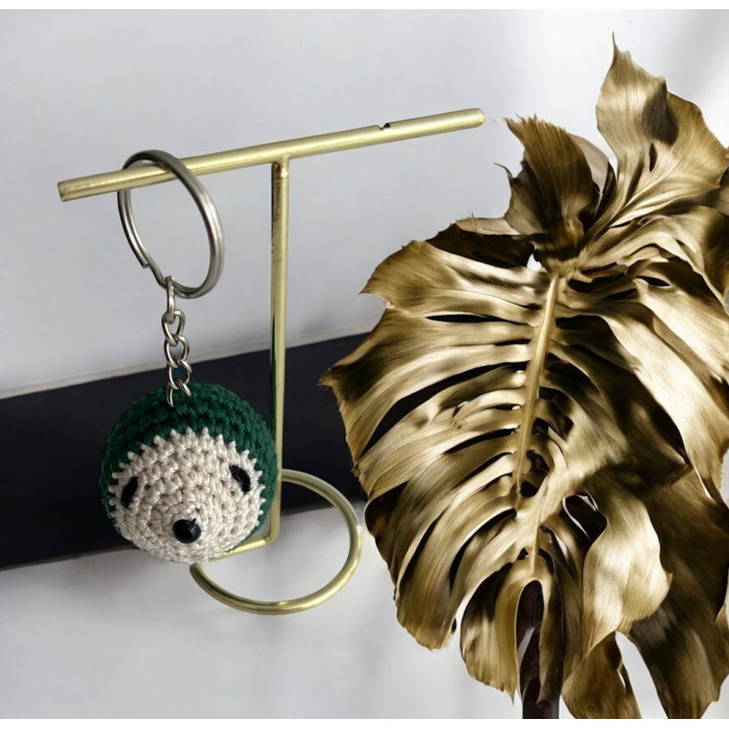 Porte clé herisson coton vert foncé