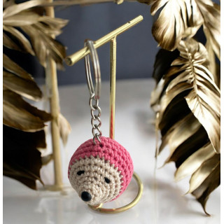 Porte clé herisson coton rose foncé