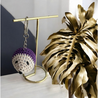 Porte clé herisson coton violet foncé