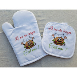 Gant et manique "Le roi du burger c'est moi" - Accessoire de cuisine