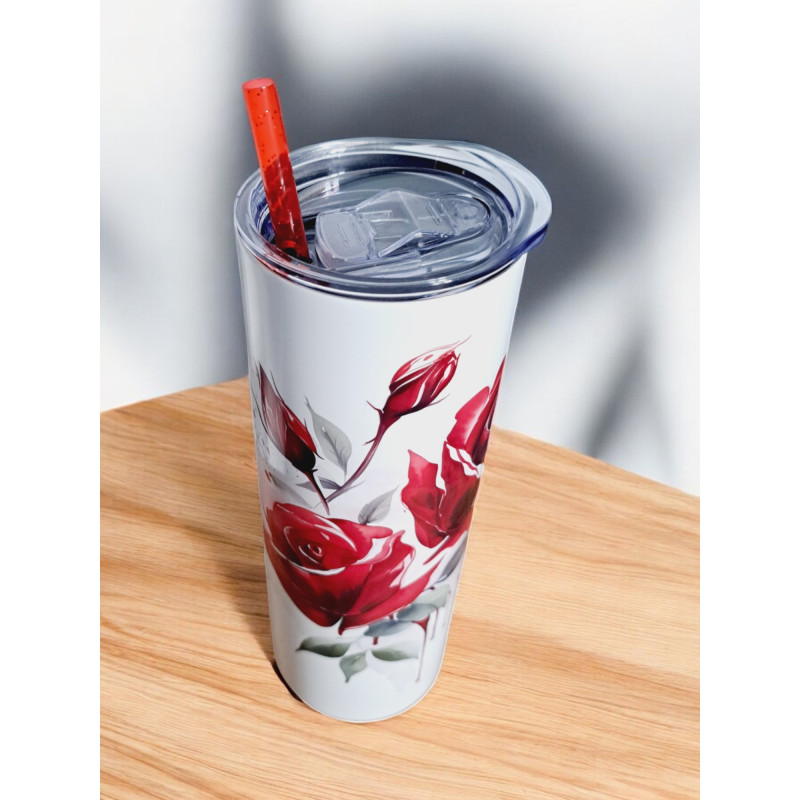 Gobelet Isotherme / tumbler 20 oz (590 ml)  - Roses rouges