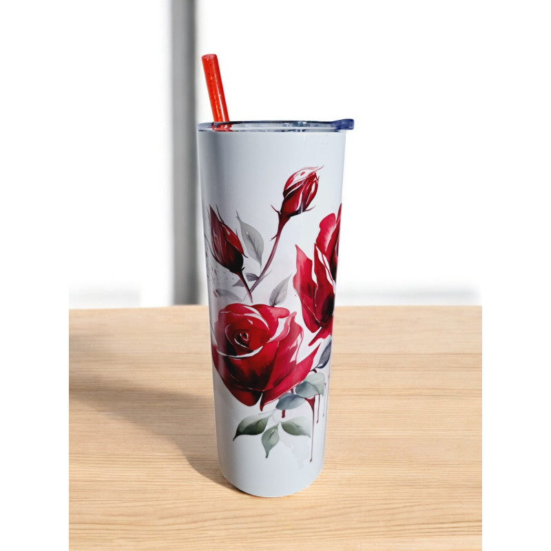 Gobelet Isotherme / tumbler 20 oz (590 ml)  - Roses rouges