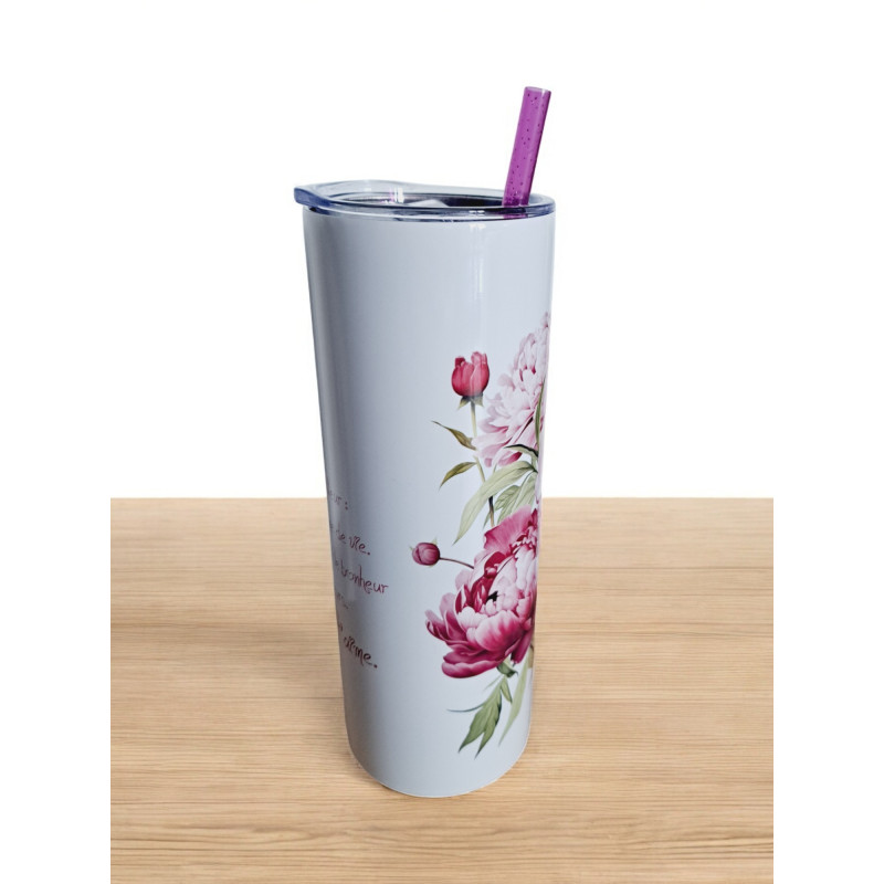 Gobelet Isotherme / tumbler 20 oz (590 ml)  - Pivoines